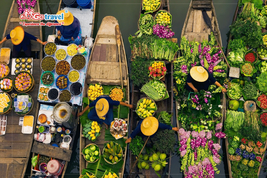 Unique Floating Market In Mekong Delta